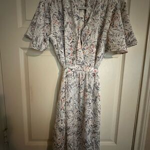 Lovestitch Floral Tie-Back Dress in Cream and Blue